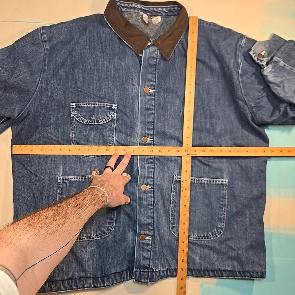 VTG 90s Bob Barker XXL Denim Blanket Lined Prison Chore Coat Brown Corduroy Jail - Picture 3 of 10